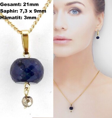 Saphir Anhänger 10x21mm Wählbar: Massiv 925 Sterlingsilber, Gold-Double Walzgold