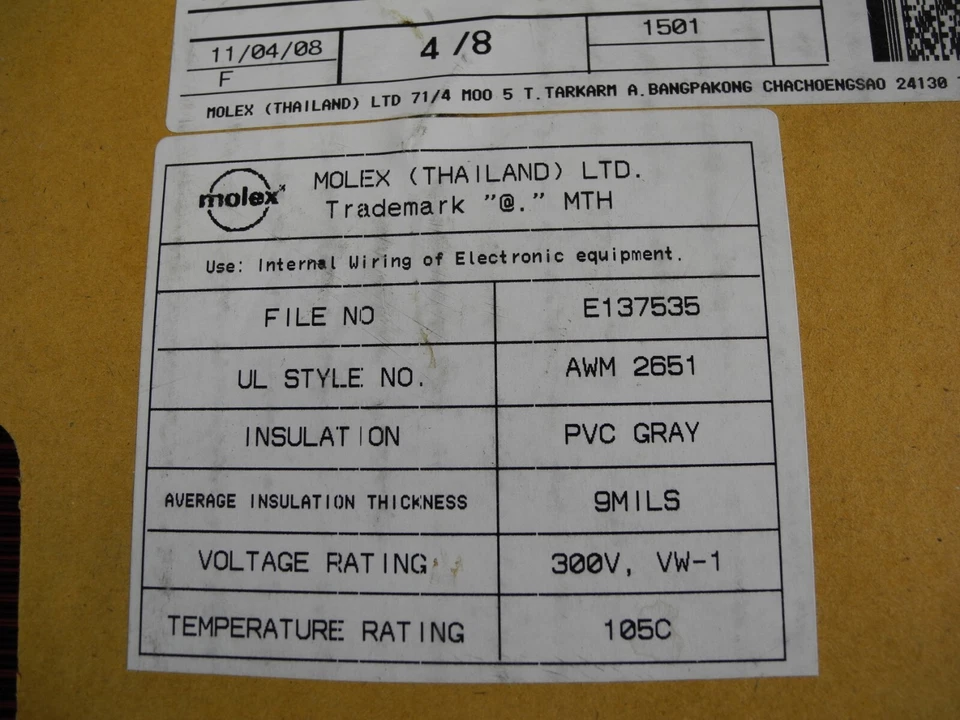 Molex 平带电缆灰色 10 导体 apx 70 英尺扁平电缆 0082265810 — 第 4/4 张图片