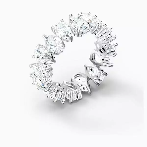 SWAROVSKI VITTORE PEAR RING WHITE RHODIUM PLATED NEW IN BOX 5572824
