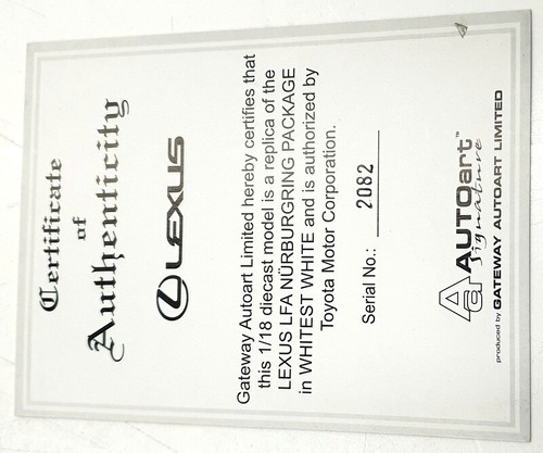 Autoart 1/18 Scale Diecast 78837 - Lexus LFA Nurburgring Package - Whitest White - Picture 6 of 7