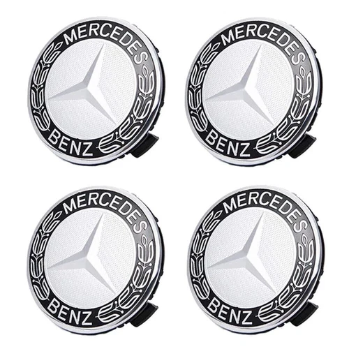 4x Mercedes-Benz Abdeckung Nabenkappe Nabendeckel 75mm Radkappen Schwarz/Chrom - Bild 4 von 6