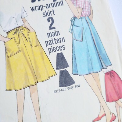 Simplicity 4763 Vintage Wrap Skirt Pattern Waist 25