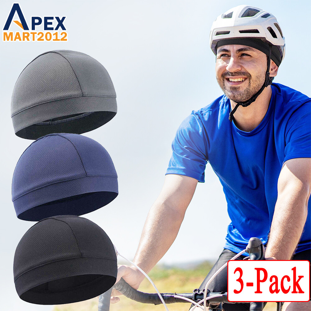 bike helmet cap 3x Helmet Liner Skull Cap Sweat Wicking Quick-dry Beanie Hat For Cycling  Running