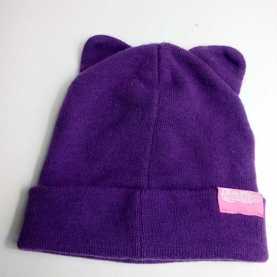 Sailor Moon Luna Cat Beanie Knit Hat Purple Toei Animation Kawaii Anime