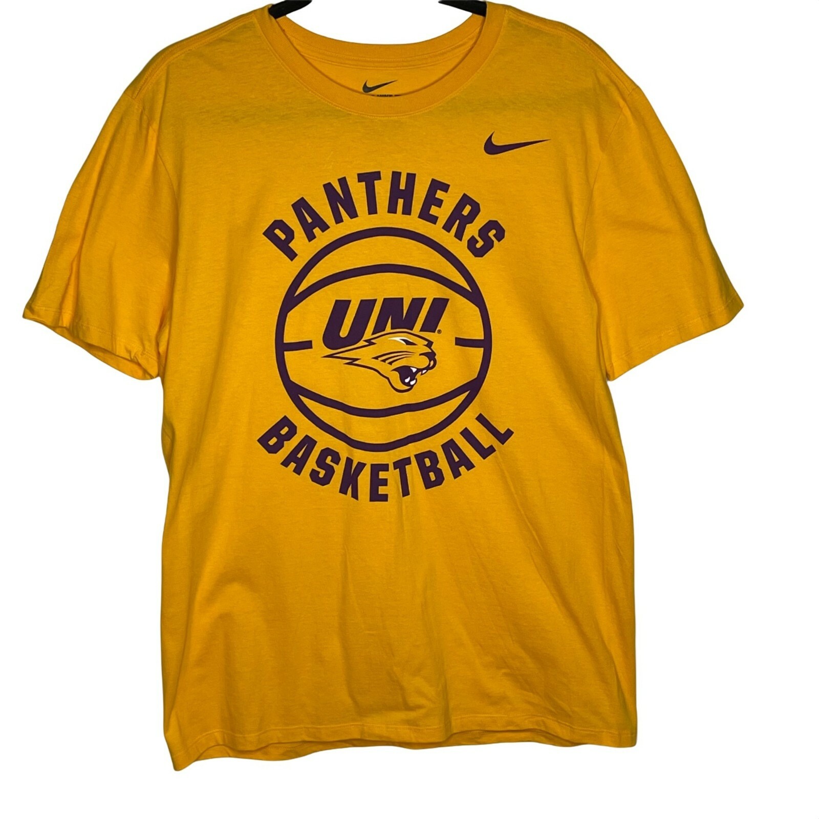 NWT Nike Men's University of Northern Iowa Panthers Basketball Tee Yellow L