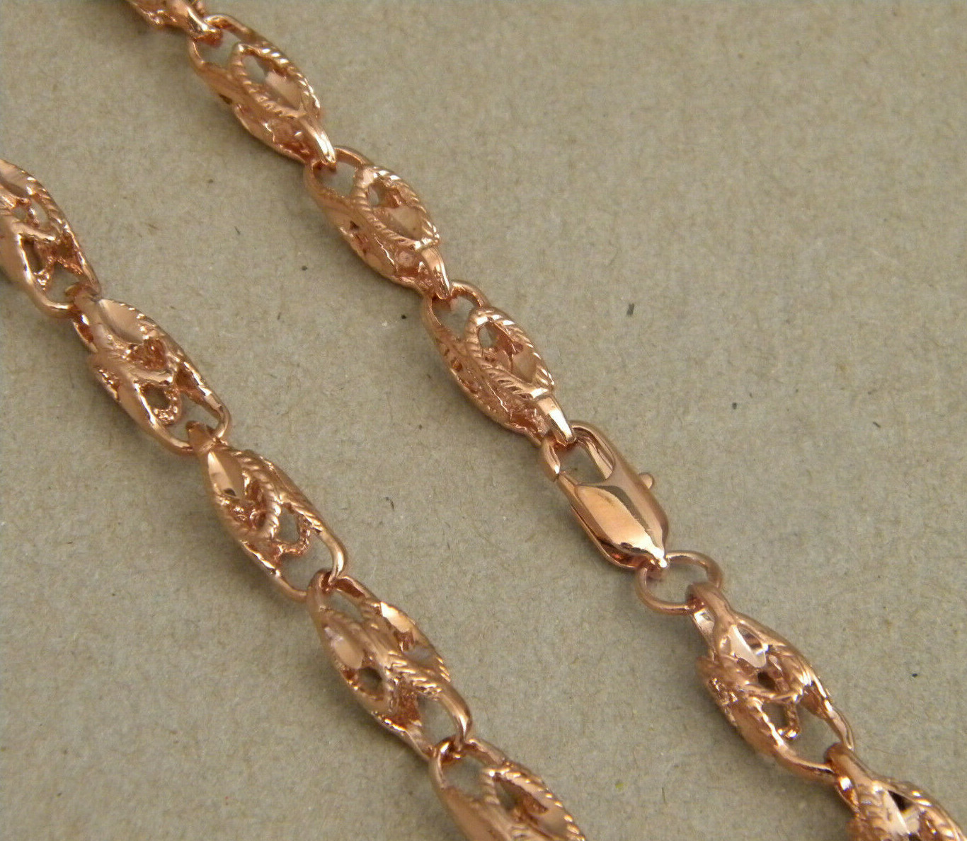 Men's Lady's Rose Pink Gold Plated Turkish Rope Chain 30in inch Long ...