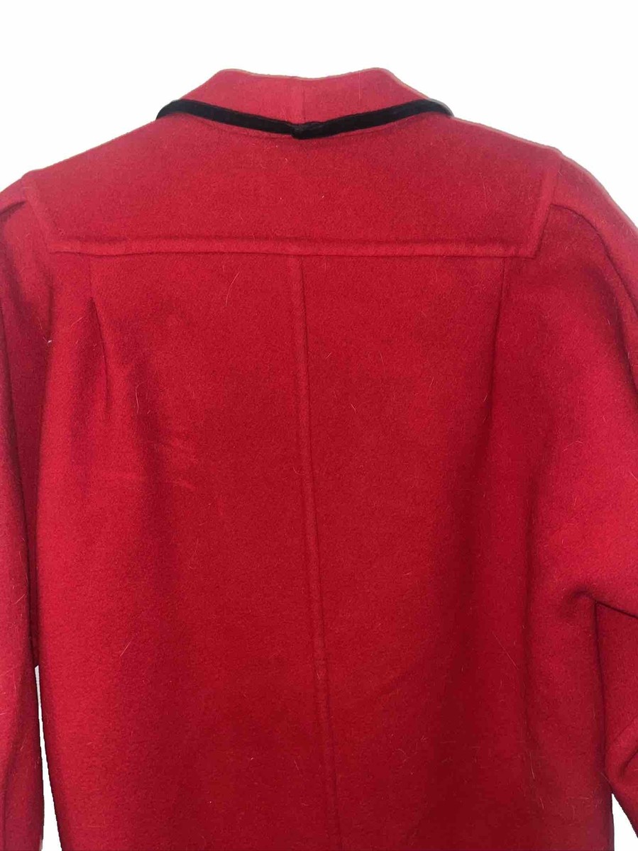 Armando Calo Vintage 80's Retro Red Black Wool Designer Coat