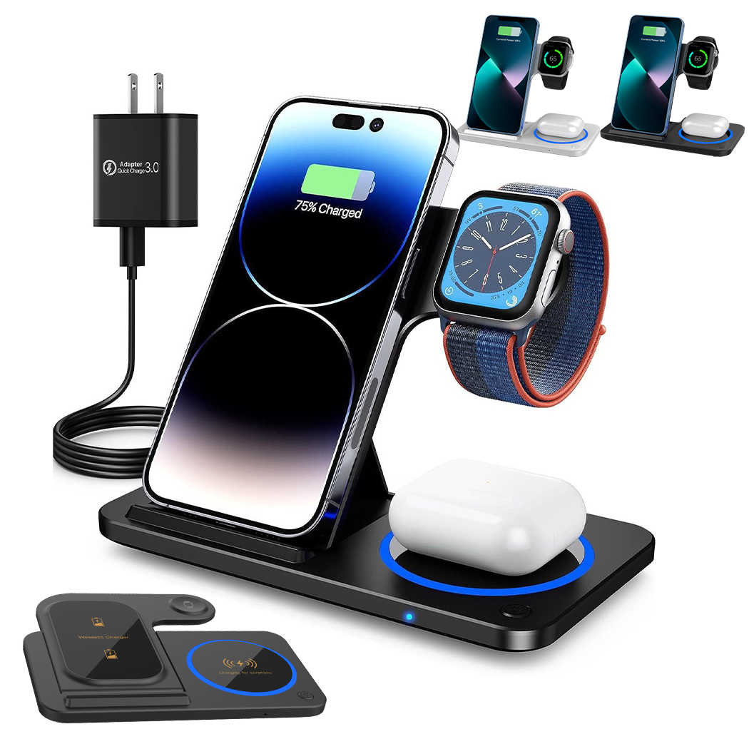 Wireless Charger Charging Station 3 In1 For Apple Watch Air Pods iPhone AirPods-image