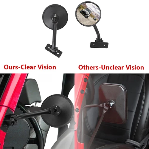 Safe Doors Driving  Round Side View Mirror FOR  Wrangler JK JKU TJ 1997-2018