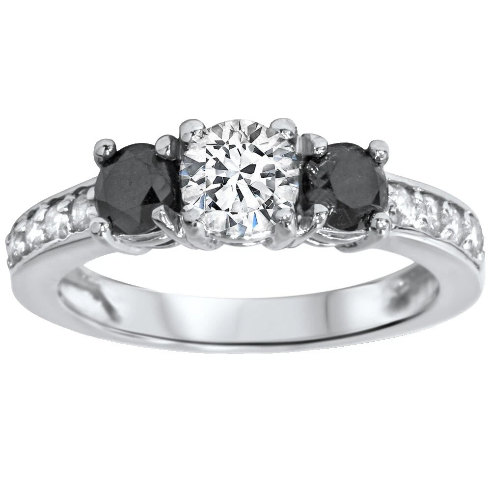 Anillos de moda negros enchapados en oro blanco