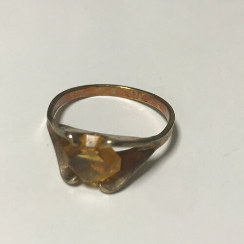 Vintage Topaz/Citrine Stamped 18k HGE Ring Size 8 November Stone - Picture 5 of 13
