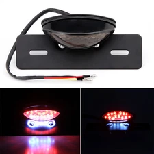 Motorcycle Bobber Brake Stop Tail Light Integrated License Plate Holder Black