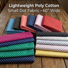 Polka Dot Fabric Poly Cotton Lightweight 60 Inch Wide Small Dots Sewing