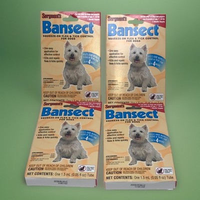 4  dog canine flea tick control Bansect squeeze on Sergeants 7 to 33 lbs