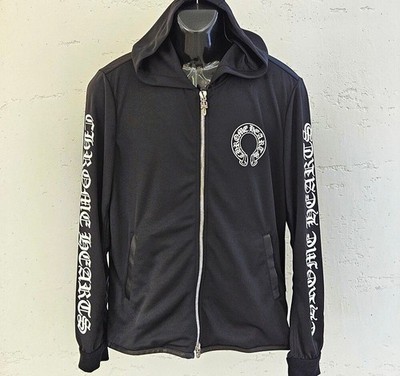 Chrome Hearts Trainingsjacke mit Kapuze und Hufeisen Schriftzug schwarz 151644265 [U]