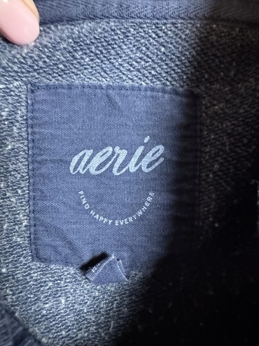 Aerie "Checked Out" Oversized Crewneck Sweatshirt Pullover Blue Women's S - Photo 4/14