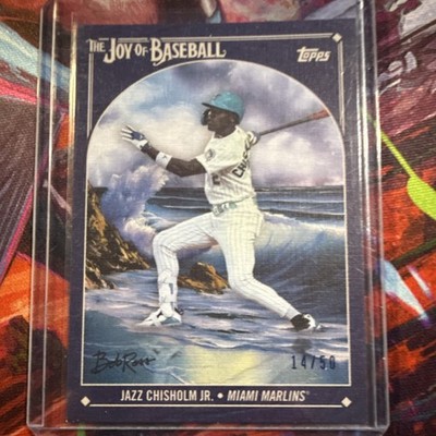 Topps 2023 X Bob Ross Jazz Chisholm #36 Prussian Blue Canvas /50 Marlins