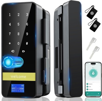 Smart Glass Door Lock Keyless Fingerprint Lock No Drill for Frameless Doors App