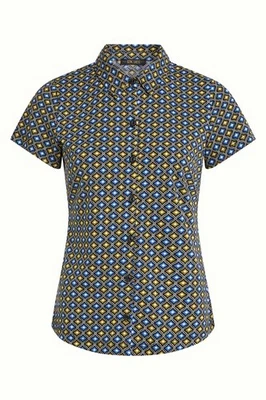 King Louie Hemd Jersey Blend 10377 Geometrische Bluette Kalk Schwarz Cotton Gots - Bild 1 von 4