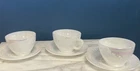 Set of 3 Vintage Federal Glass Moonglow Iridescent Tea Cups and Saucers