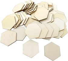 Honbay 50PCS 50mm/2Inch Hexagon Blank Unfinished Wood Slices for DIY Crafts,... 