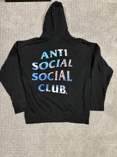 Anti Social Social Club Graphic Print Pullover Hoodie Black Cotton Serenity