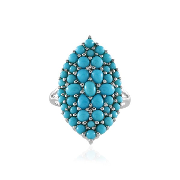 Cavill Damenring 925 Silber TüRkis 3,06Ct Oval Tropfen Boho Schmuck-image