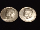 1964 Kennedy Half dollars 90% Silver  Qty 2 Circulated Good condx 2JFK-2