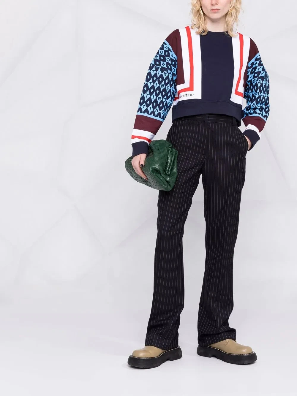 Felpa Valentino cropped stampa V