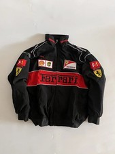 Ferrari F1 Racing Jacket Black Red Embroidered Vintage Scuderia Unisex Adult New