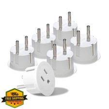 OREI USA to Europe Plug Adapter Type E/F Schuko Germany France 6 Pack