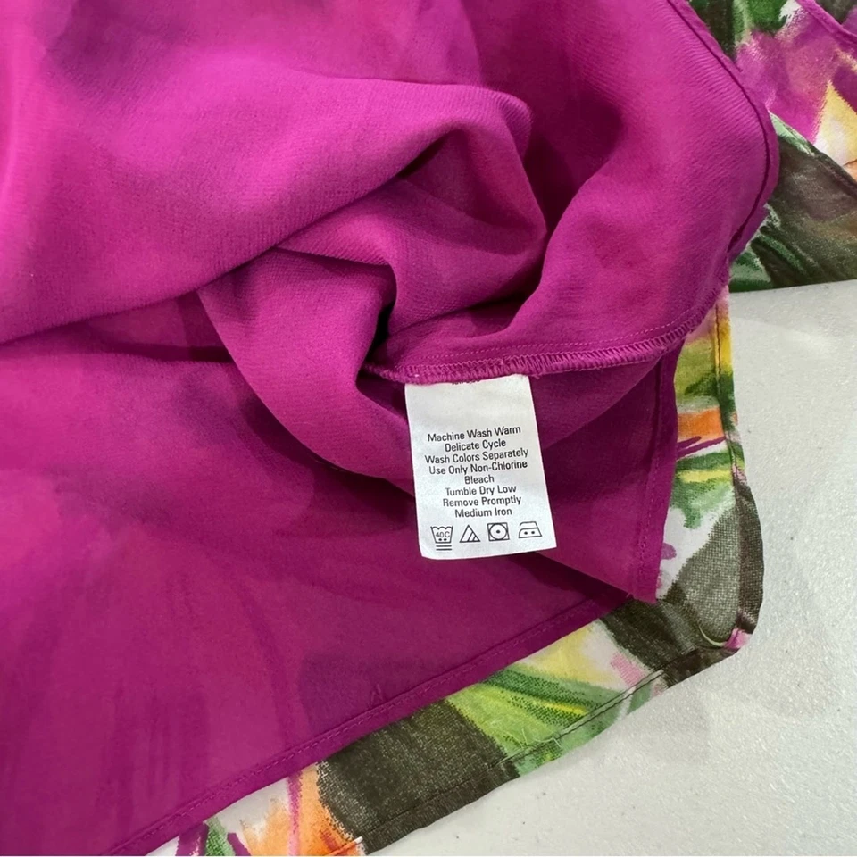 Blusa Mainstreet Azul Para Mujer Talla Grande 4X Mangas Acampanadas Tropicales Florales Foto 4 de 4