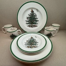 NEW Spode Christmas Tree 12 Piece Dinnerware Set Plates & Mugs for 4 - READ DESC