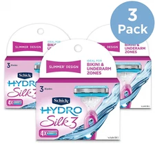Schick Hydro Silk 3 Razor Blades Refills 4ct 3 Pack New