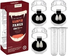 3 Sizes Vampire Fangs Teeth with Adhesive Halloween Cosplay Props White Horror F