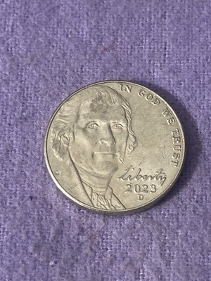  2023D Jefferson nickel with wired mark  on forehead from some kind of contact