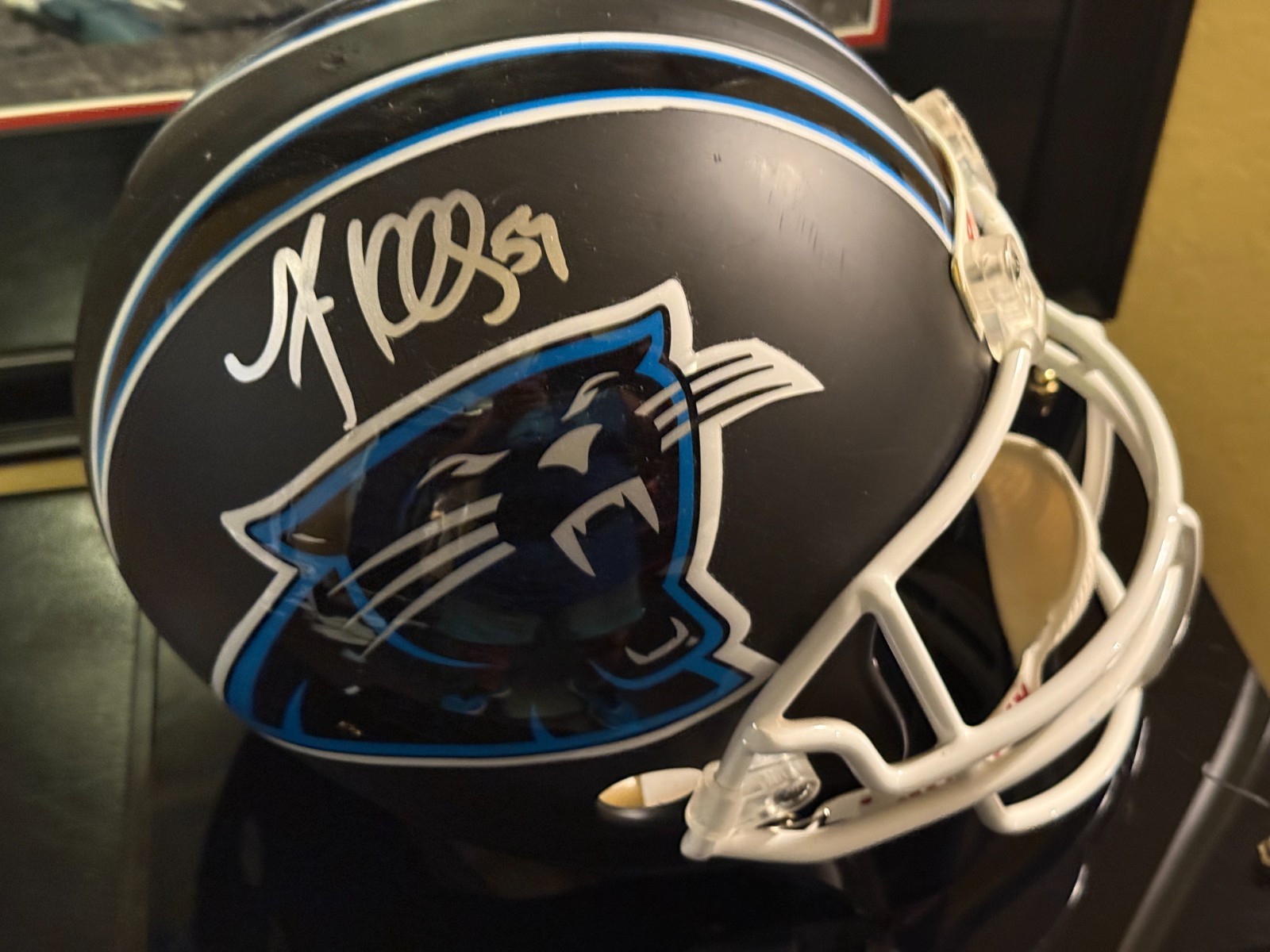 Luke Kuechly Autographed Signed Carolina Panthers Full Size Panthers RIDDELL Helmet JSA 