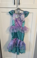Girls Mermaid Dress Up Costume 130/ 7-8yrs And Accessories