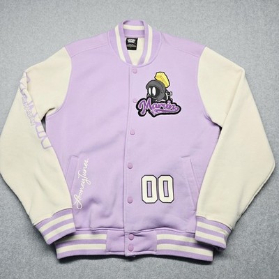 Looney Tunes Marvin The Martian Jacket Mens Large Purple Varsity Letterman 00