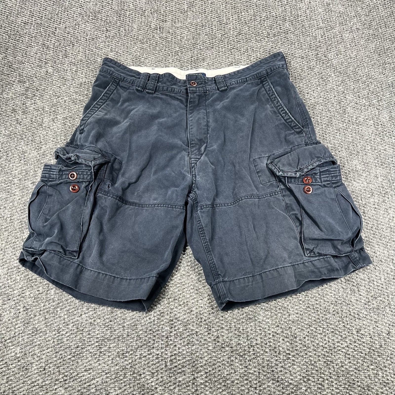 Polo Ralph Lauren Cargo Shorts Mens 36 Navy Blue Work Utility Y2K WEAR