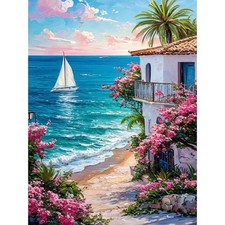 Beach Scenery Paint by Numbers Kit for Adults DIY Canvas Wall Art Decoration