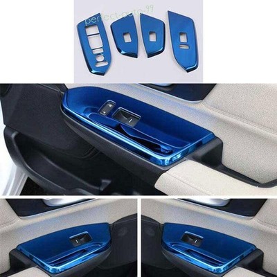 For Honda CR-V LX  2017 18-2022 GL Blue Steel Window Lift Lock Switch Cover Trim