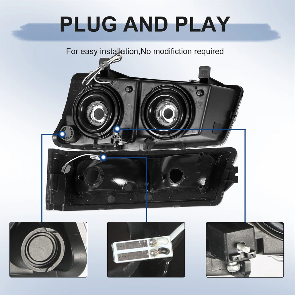 一对适用于 2003 - 2006 雪佛兰索罗德 1500 - 3500 车头灯前照灯带 LED DRL L&R — 第 4/4 张图片