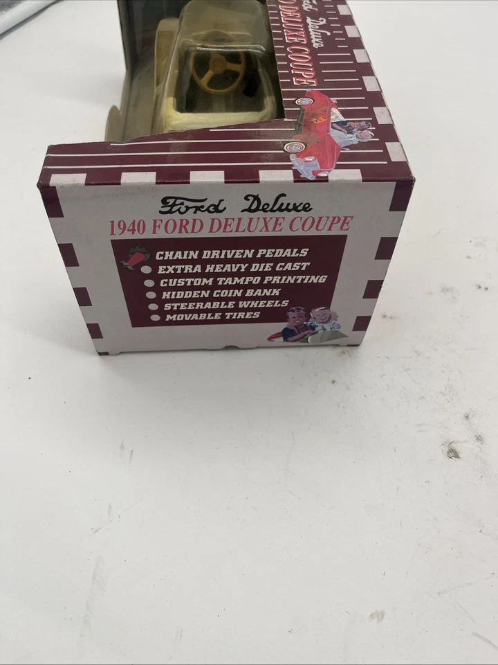 Gearbox 1940 Ford Deluxe Coupe Convertible Pedal Car Bank Diecast NIB Beige - Image 3 of 4