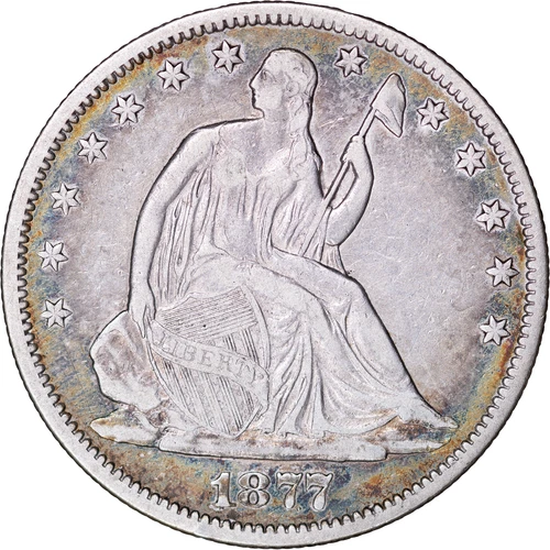 1877-S 50c Seated Liberty Silver Half Dollar ~ VF Details
