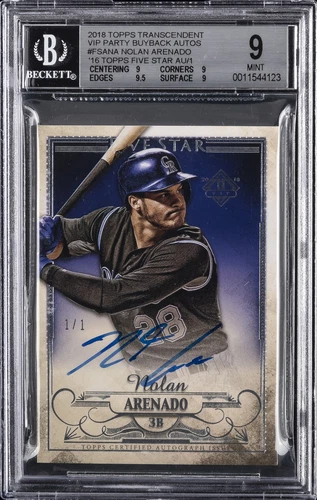 2018 TRANSCENDENT VIP PARTY AUTO #FSANA NOLAN ARENADO 1/1 BGS 9 AUTO 10