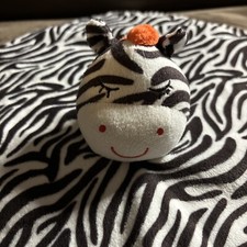 CARTER  S Baby Zebra Lovey Brown Satin Side Rattle Security Blanket EUC