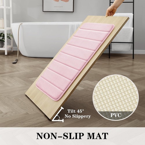 Pink Memory Foam Bath Mat Set - 3-Piece Rug Collection for Bathroom Elegance - Picture 7 of 10