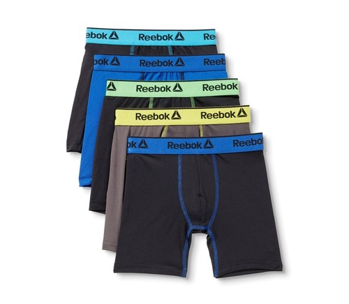 REEBOK 5-Pack Boys Boxer Briefs Underwear -Wicking Anti-Odor Stretch- Large - Picture 2 of 3
