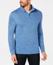 Club Room 151554 Men's Quarter-Zip Sweater Blue Yonder Sz. Medium